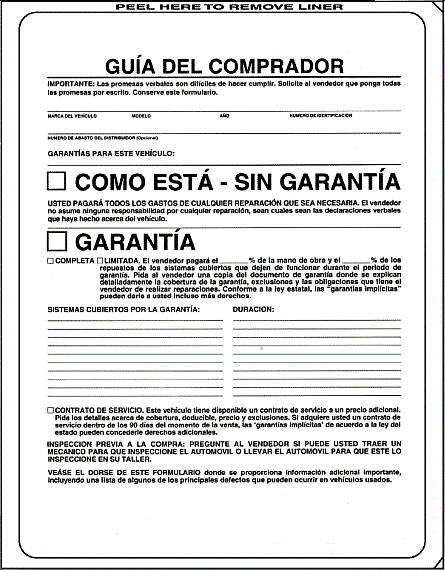 Buyers Guide Spanish 1 Part Peel and Seal