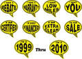 Car Thoughts sticker - I Have a Warranty, black and yellow windshield decal