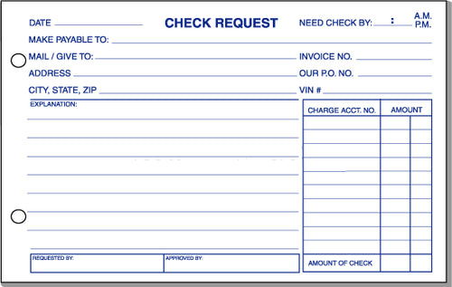 Check Request Forms for Car Dealers