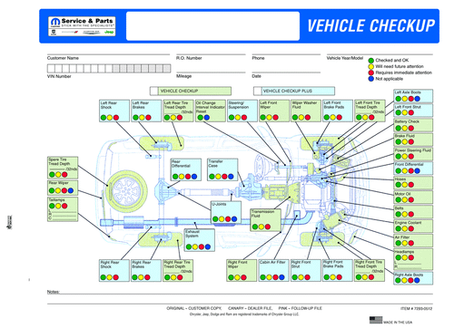 Chrysler Multi- Point Inspection Form
