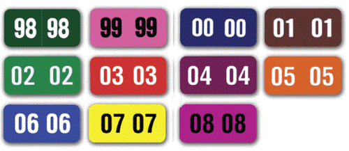 Year Color Coded Filing Labels for Auto Dealers