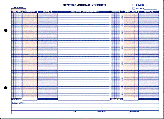 General journal voucher for ERA and VIM accounting systems, 11x8.5 inches, compatible with R&R forms