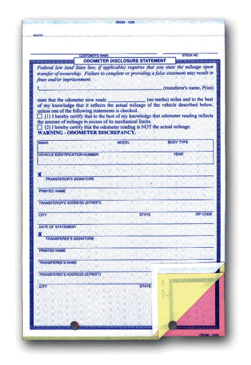 Odometer Disclosure Statements ODOM 103N