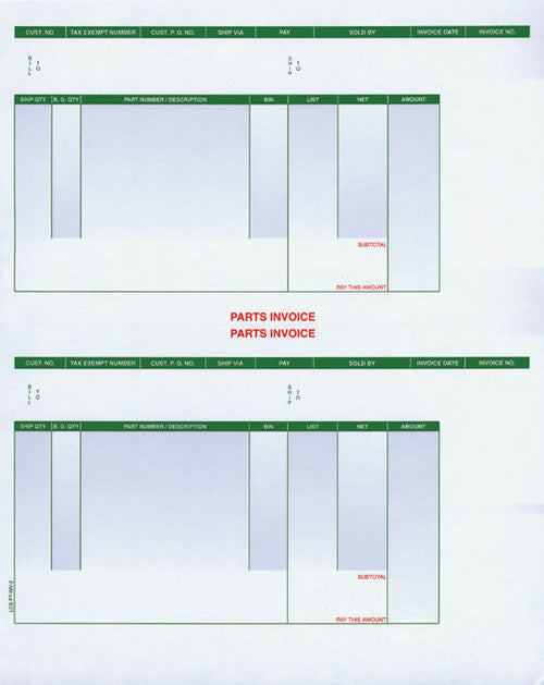 Laser Parts Invoices Double Stack