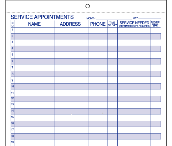 Auto Service Appointment Schedule Form