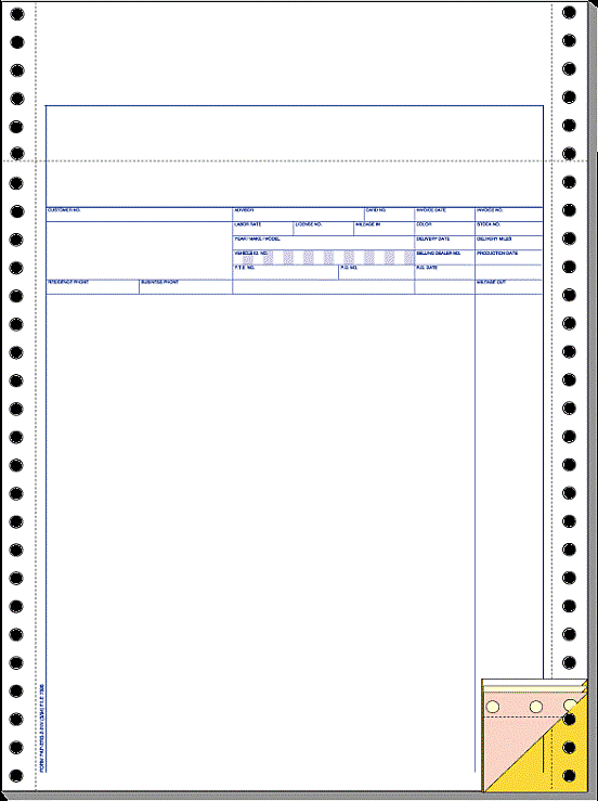4-part 9 1/2 x 14 inch ERA service invoice for automotive dealerships