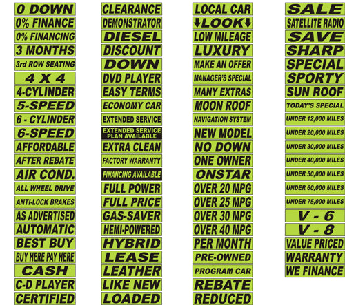 Windshield Signs for Car Dealer Sales