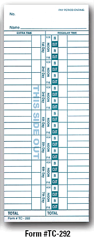 Time Clock Cards TC-292