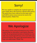 We Apologize customer service cards for auto dealerships